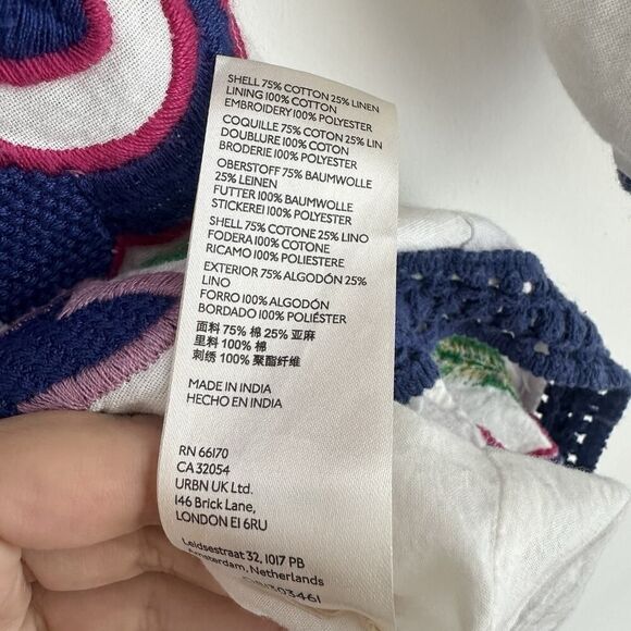 Anthropologie Maeve Olympia Dress XS Embroidered Cotton Linen Tunic Boho Resort - Picture 13 of 16